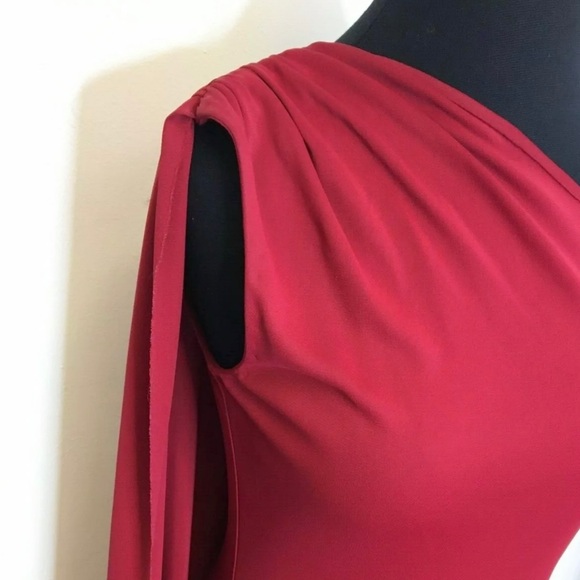 NAEEM KHAN One Shoulder Jersey Draped Train Gown - Picture 8 of 11